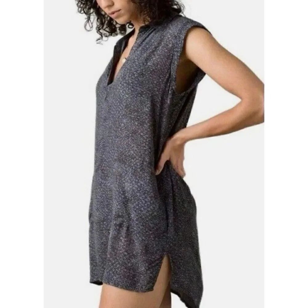 5---- PrAna High Low Tunic Top V Neck Pockets Cuffed Sleeve Size Medium